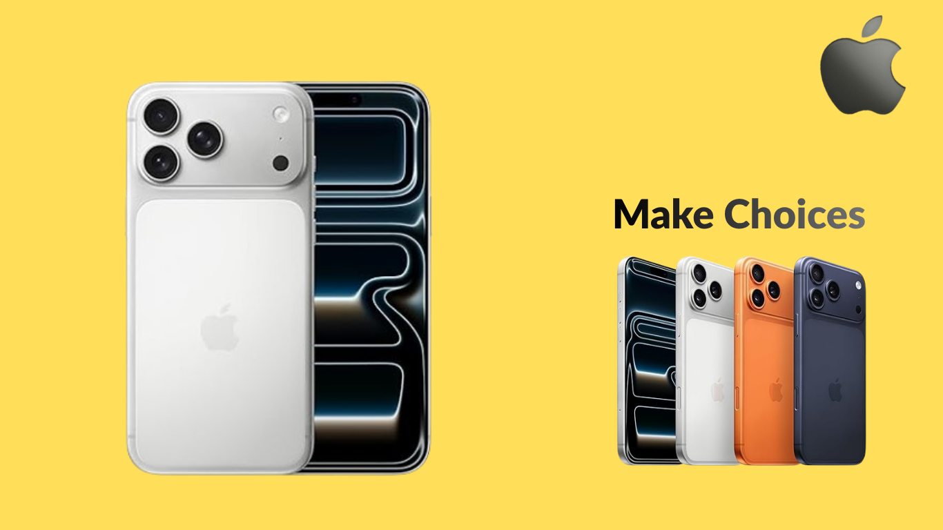 iPhone 17 Pro Max in Silver — large 6.9″ screen with triple 48 MP camera setup