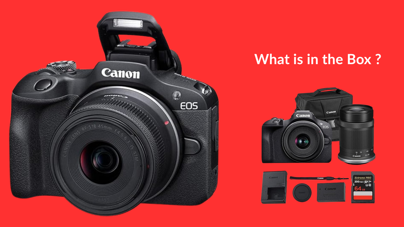 Canon EOS R100 mirrorless camera with 18–45mm kit lens