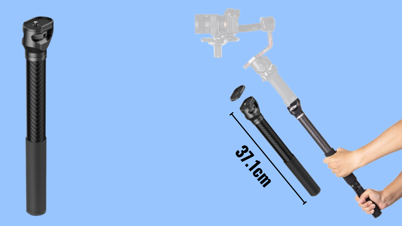 SmallRig Gimbal Extension Pole mounted on camera gimbal capturing sweeping low-angle shot