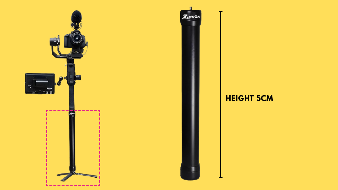 ZINROX Gimbal Extension Rod mounted on mobile gimbal capturing overhead shot